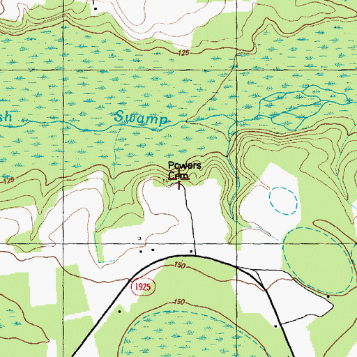 Topographic Map of Powers Cemetery, NC