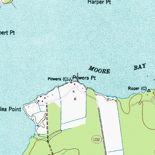 Topographic Map of Powers Point, NC