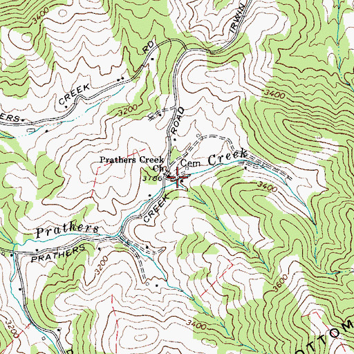 Topographic Map of Prathers Creek Baptist Church, NC