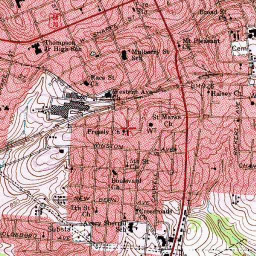Topographic Map of Pressly Church, NC