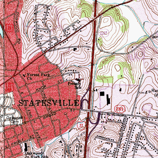 Topographic Map of Pressly School, NC