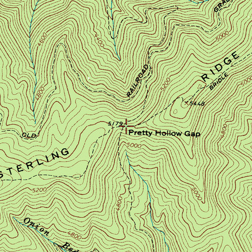 Topographic Map of Pretty Hollow Gap, NC