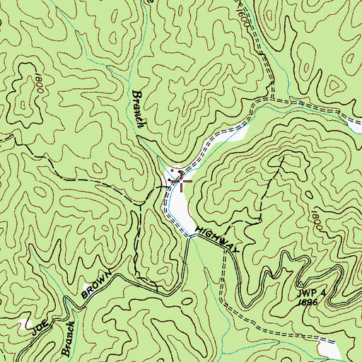 Topographic Map of Pretty Pine Branch, NC