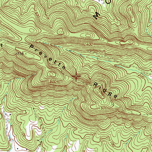 Topographic Map of Prevette Ridge, NC