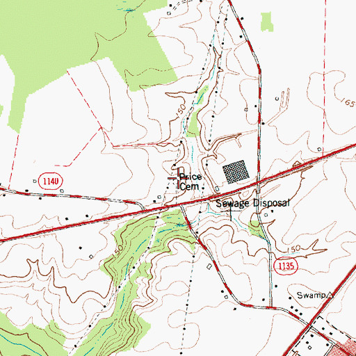 Topographic Map of Price Cemetery, NC