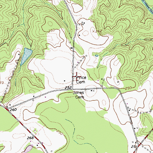 Topographic Map of Price Cemetery, NC