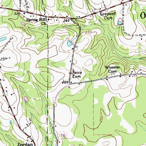 Topographic Map of Price Cemetery, NC
