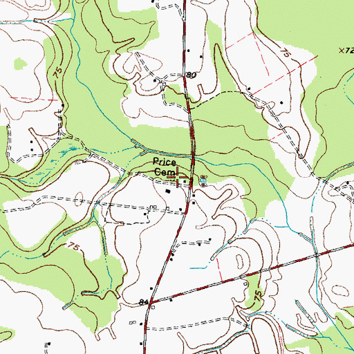Topographic Map of Price Cemetery, NC