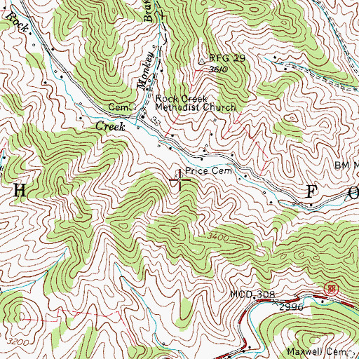 Topographic Map of Price Cemetery, NC