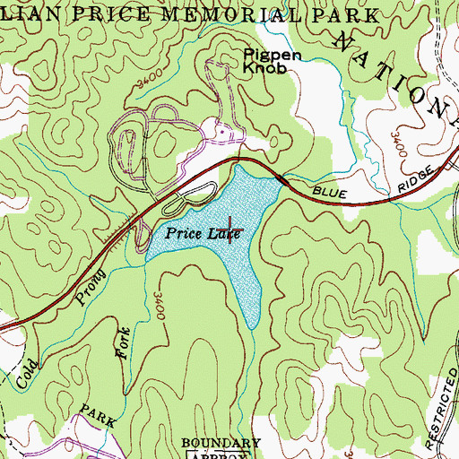 Topographic Map of Price Lake, NC