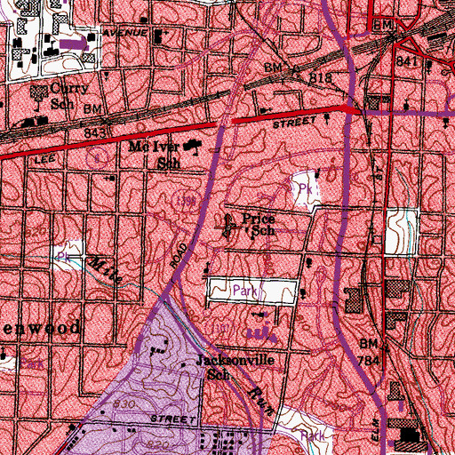 Topographic Map of Price School, NC