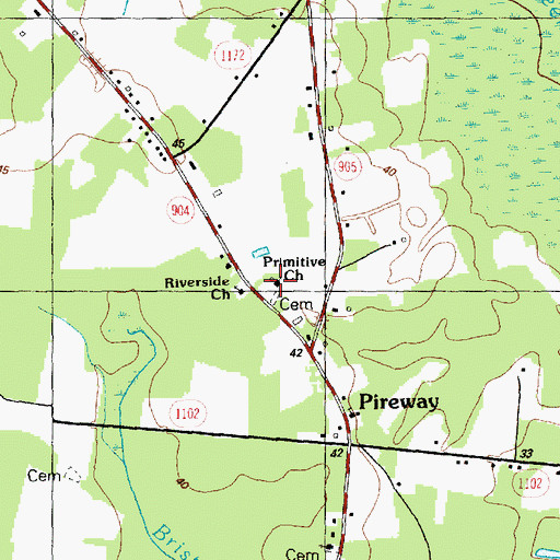 Topographic Map of Primitive Church, NC