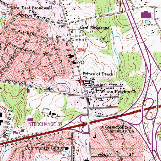 Topographic Map of Prince of Peace Church, NC