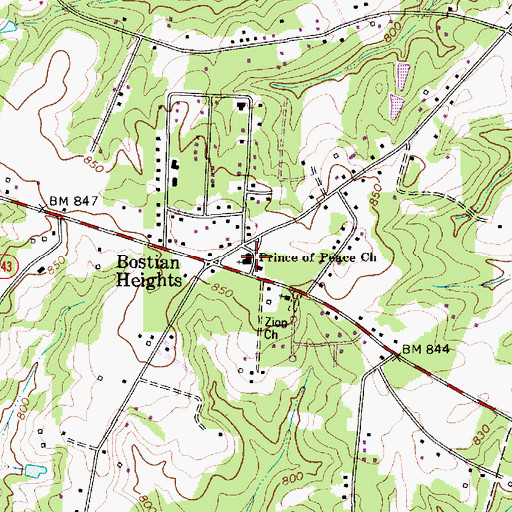 Topographic Map of Prince of Peace Church, NC