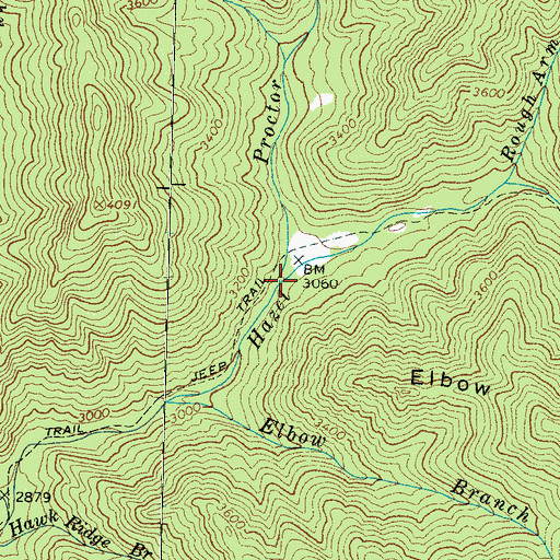 Topographic Map of Proctor Creek, NC
