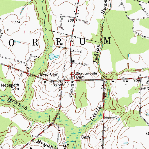 Topographic Map of Proctorville Cemetery, NC
