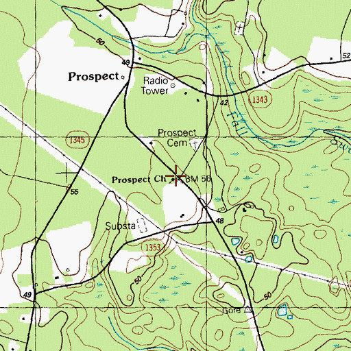 Topographic Map of Prospect Church, NC