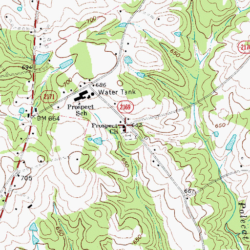 Topographic Map of Prospect Church, NC