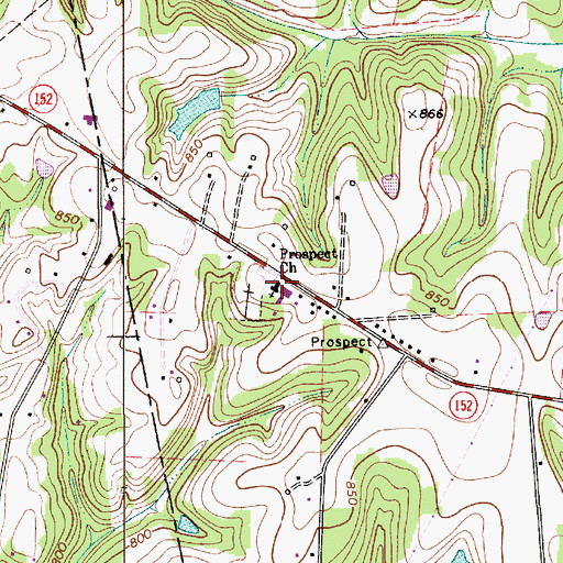 Topographic Map of Prospect Church, NC
