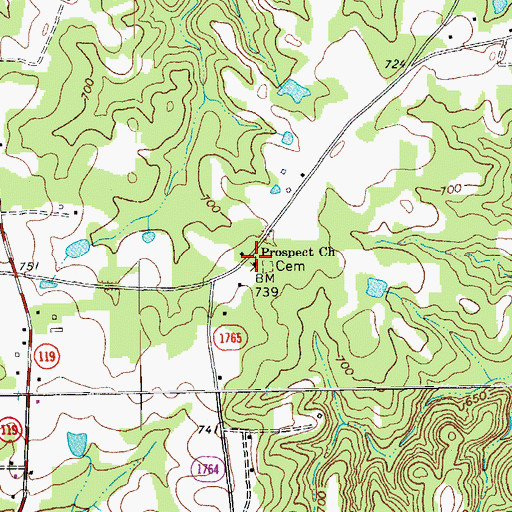 Topographic Map of Prospect Church, NC
