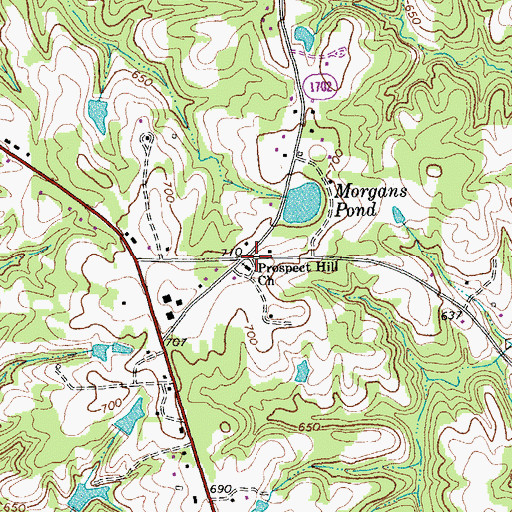 Topographic Map of Prospect Hill Church, NC