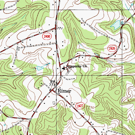 Topographic Map of Prosperity Church, NC