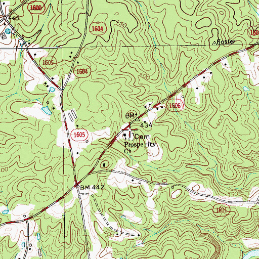 Topographic Map of Prosperity Church, NC