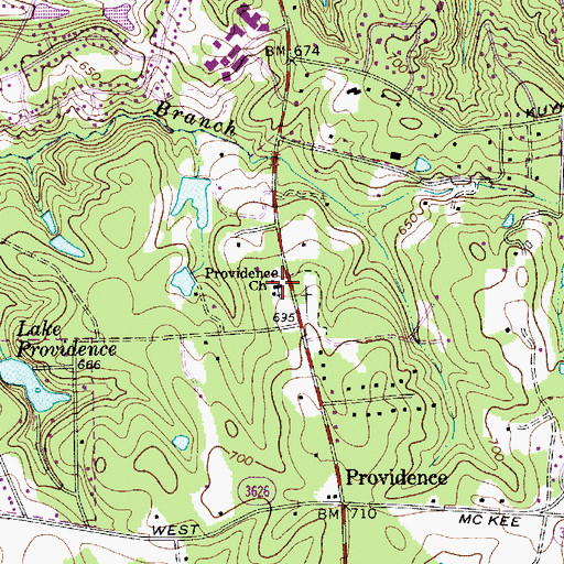 Topographic Map of Providence Church, NC