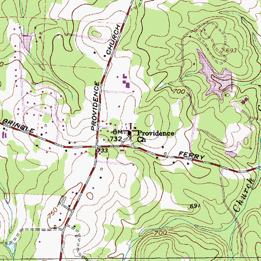 Topographic Map of Providence Church, NC