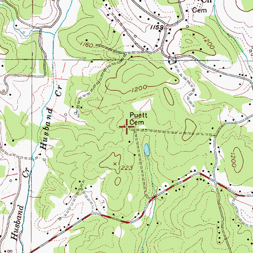 Topographic Map of Puett Cemetery, NC