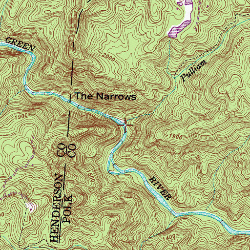Topographic Map of Pulliam Creek, NC