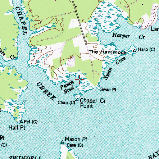 Topographic Map of Punch Bowl, NC