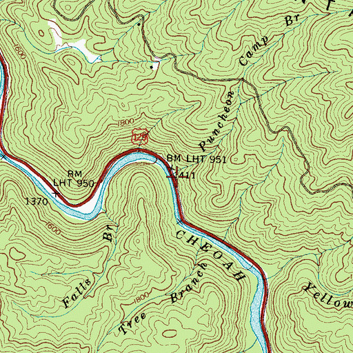 Topographic Map of Puncheon Camp Branch, NC