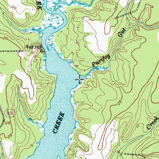 Topographic Map of Purifoy Gut, NC