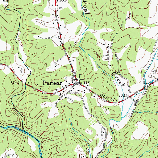 Topographic Map of Purlear, NC