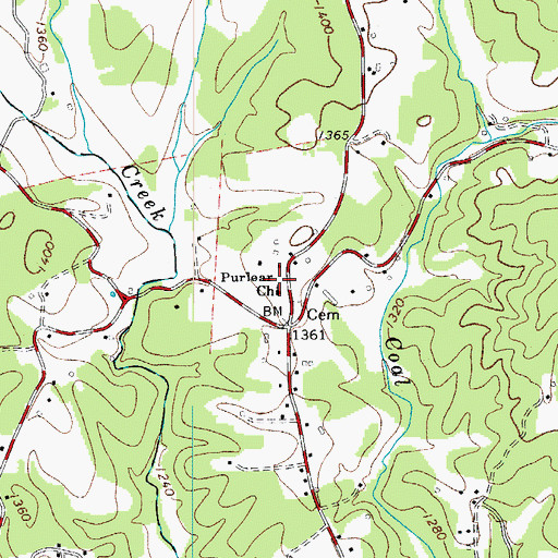 Topographic Map of Purlear Church, NC