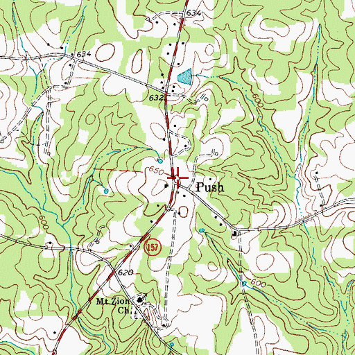 Topographic Map of Push, NC