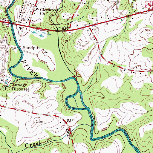 Topographic Map of Puzzle Creek, NC