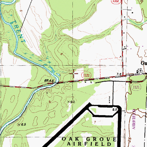 Topographic Map of Quaker Bridge, NC