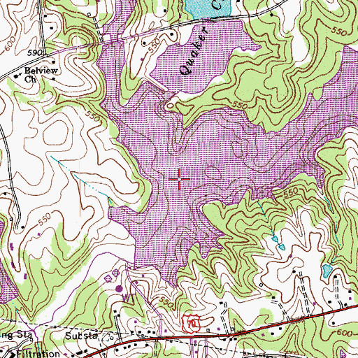 Topographic Map of Quaker Creek, NC