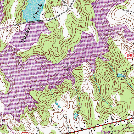 Topographic Map of Quaker Creek Reservoir, NC