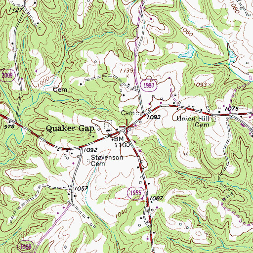 Topographic Map of Quaker Gap, NC