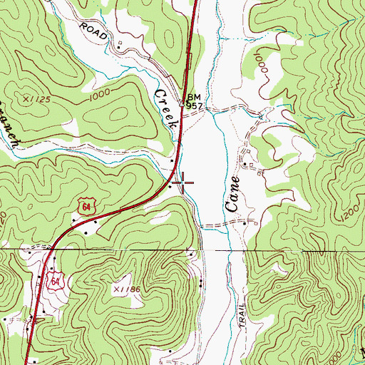 Topographic Map of Queen Branch, NC