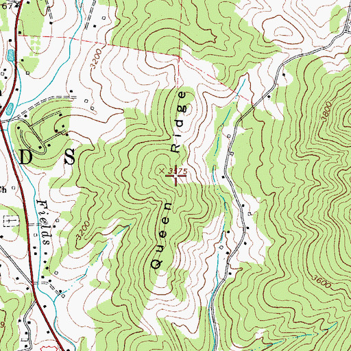 Topographic Map of Queen Ridge, NC