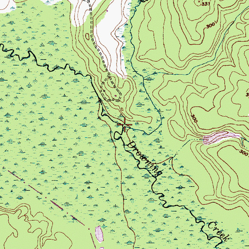 Topographic Map of Quewhiffle Creek, NC