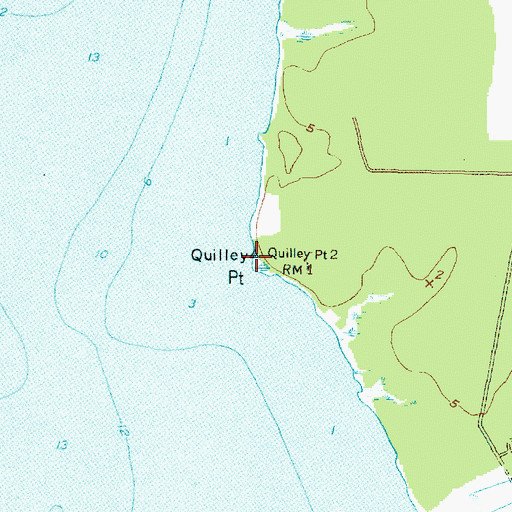 Topographic Map of Quilley Point, NC