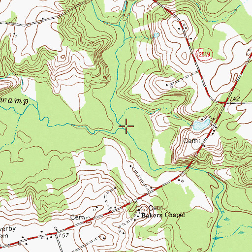 Topographic Map of Quincosin Swamp, NC
