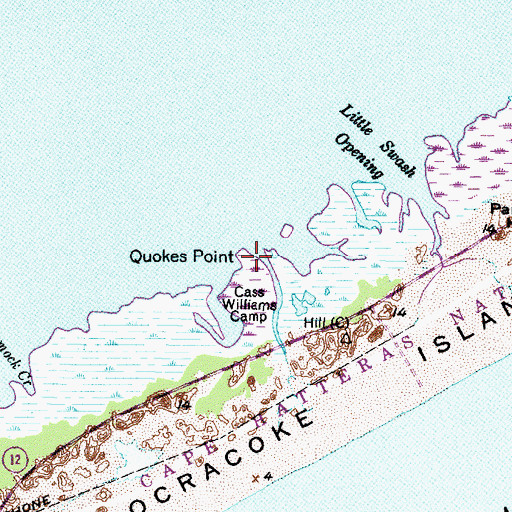 Topographic Map of Quokes Point, NC