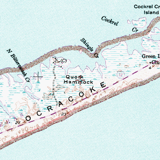 Topographic Map of Quork Hammock, NC