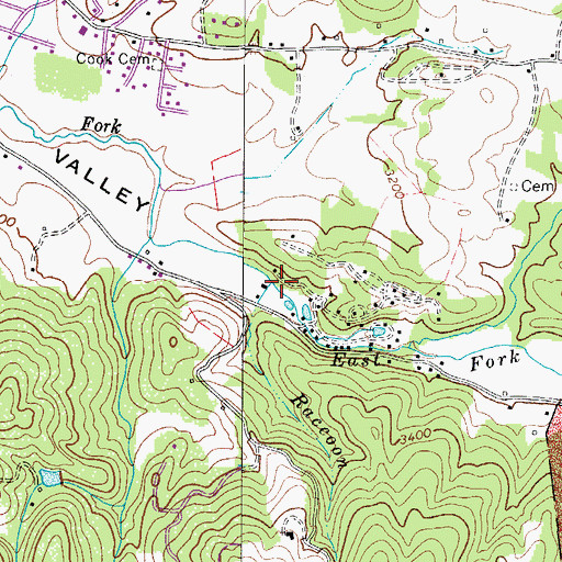 Topographic Map of Raccoon Branch, NC